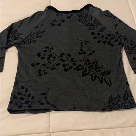 Pretty Button Down Sweater w Velvet Neckline - Picture 2 of 4